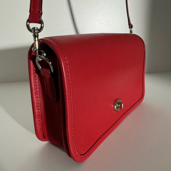 COACH Red Penny Smooth Glove Calf Leather Shoulder Crossbody Bag - Picture 3 of 14